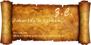 Zakariás Cintia névjegykártya